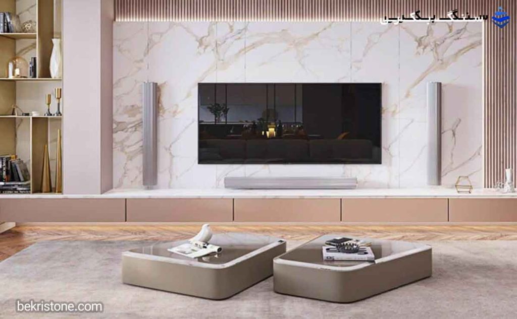 بهترین مدل های سنگ اسلب پشت تلویزیون